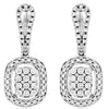 .58CT DIAMOND 14KT WHITE GOLD 3D CLUSTER SQUARE HALO TEAR DROP HANGING EARRINGS