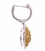 LARGE 3.47CT WHITE & MULTI COLOR DIAMOND 18KT 2 TONE GOLD HALO HANGING EARRINGS