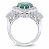 LARGE 8.0CT DIAMOND & AAA EMERALD 18KT WHITE GOLD 3D PEAR SHAPE ENGAGEMENT RING