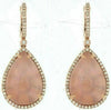 ESTATE LARGE 24.58CT DIAMOND & AAA ROSE QUARTZ 14K ROSE GOLD PEAR SHAPE EARRINGS