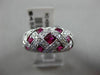 ESTATE WIDE 2.05CT DIAMOND & RUBY 14KT WHITE GOLD CRISS CROSS WOVEN ETOILE RING