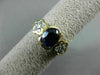 ESTATE WIDE .80CT DIAMOND & AAA SAPPHIRE 14KT 2 TONE GOLD SEMI BEZEL FLOWER RING