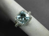ESTATE LARGE 2.30CT DIAMOND & AAA AQUAMARINE 14K WHITE GOLD HALO ENGAGEMENT RING
