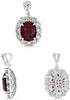 ESTATE 4.43CT DIAMOND & AAA RUBY 18KT WHITE GOLD OVAL ROUND & PEAR SHAPE PENDANT