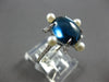 4.83CT DIAMOND & AAA BLUE TOPAZ & SOUTH SEA PEARL 18K WHITE GOLD FLOWER FUN RING