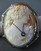 ANTIQUE LARGE OLD MINE DIAMOND 14KT WHITE GOLD FILIGREE CAMEO BROOCH PIN #11970