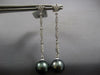 ESTATE LARGE .42CT DIAMOND & AAA TAHITIAN PEARL 18KT WHITE GOLD FLORAL HANGING EARRINGS