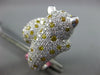 8.58CT WHITE & CANARY DIAMOND & EMERALD 18K WHITE GOLD HAPPY JAGUAR PANTHER RING