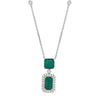3.48CT DIAMOND & AAA EMERALD 18K 2 TONE GOLD 3D EMERALD CUT & ROUND HALO PENDANT