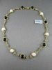 ANTIQUE 41.36CT FILIGREE CIRCLE ONYX & WHITE SAPPHIRE 14KT YELLOW GOLD NECKLACE