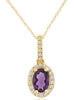 .82CT DIAMOND & AAA AMETHYST 14KT YELLOW GOLD 3D OVAL & ROUND HALO LOVE PENDANT