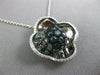 1.25CT WHITE & BLUE DIAMOND 14K WHITE GOLD 4 LEAF CLOVER FLOWER FLOATING PENDANT