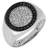 ESTATE .76CT WHITE & BLACK DIAMOND 14KT WHITE GOLD 3D CLASSIC CIRCULAR MENS RING