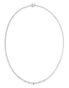 5CT DIAMOND 18KT WHITE GOLD 3D GRADUATING 3 PRONG SEMI ETERNITY TENNIS NECKLACE