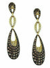 1.04CT WHITE & MOCHA DIAMOND 14KT YELLOW GOLD 3D TEAR DROP HANGING EARRINGS