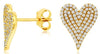 ESTATE .35CT DIAMOND 14KT 2 TONE GOLD 3D PAVE HEART SHAPE LOVE STUD EARRINGS