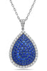 LARGE 5.22CT DIAMOND & AAA SAPPHIRE 18K WHITE GOLD 3D TEAR DROP FLOATING PENDANT