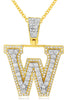 ESTATE 1.08CT DIAMOND 14KT 2 TONE GOLD CLASSIC 3 ROW INITIAL W FLOATING PENDANT