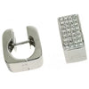 ESTATE WIDE 1.05CT DIAMOND 14KT WHITE GOLD MULTI ROW PAVE SQUARE HUGGIE EARRINGS