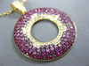 LARGE DIAMOND & RUBY & PINK SAPPHIRE 18K YELLOW GOLD MULTI ROW CIRCULAR PENDANT