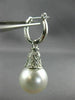 LARGE .60CT DIAMOND & AAA SOUTH SEA PEARL 18K WHITE GOLD HUGGIE HANGING EARRINGS