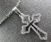 LARGE .42CT DIAMOND 14KT WHITE GOLD CLASSIC DOUBLE PLATED FILIGREE CROSS PENDANT