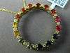 ESTATE LARGE 1.20CT MULTI COLOR SAPPHIRE 14KT YELLOW GOLD CIRCLE OF LIFE PENDANT
