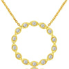 ESTATE .25CT DIAMOND 14K YELLOW GOLD ROUND BEZEL CLASSIC CIRCLE OF LIFE NECKLACE