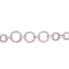 1.02CT DIAMOND 18KT WHITE GOLD 3D MULTI CIRCULAR MATTE & SHINY TENNIS BRACELET
