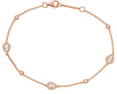 .36CT DIAMOND 14KT ROSE GOLD ROUND PEAR SHAPE BY THE YARD ETOILE TENNIS BRACELET