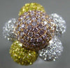 ESTATE EXTRA LARGE 7.21CT MULTI COLOR DIAMOND 18K TRI COLOR GOLD FLOWER FUN RING