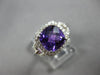 WIDE 2.25CT DIAMOND & AAA AMETHYST 14KT WHITE GOLD 3D CUSHION & ROUND HALO RING