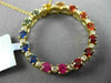 LARGE 1.20CT DIAMOND MULTI COLOR SAPPHIRE 14K YELLOW GOLD CIRCLE OF LIFE PENDANT