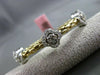 ESTATE 1.30CT DIAMOND 14K WHITE & YELLOW GOLD 3D FLOWER FLEXIBLE BANGLE BRACELET