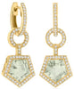 4.66CT DIAMOND & AAA GREEN AMETHYST 14KT YELLOW GOLD PENTAGON CIRCULAR EARRINGS