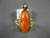 ANTIQUE WIDE .03CT DIAMOND & AAA CORAL 14KT YELLOW GOLD 3D PORTRAIT RING #22349
