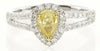 1.0CT WHITE & FANCY YELLOW DIAMOND 18K 2 TONE GOLD 3D PEAR SHAPE ENGAGEMENT RING