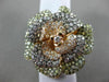 ESTATE EXTRA LARGE 1.62CT MULTI COLOR DIAMOND 18KT ROSE GOLD 3D FLOWER LOVE RING