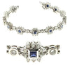 4.88CT DIAMOND & AAA SAPPHIRE 14KT WHITE GOLD ROUND & PRINCESS TENNIS BRACELET