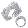 LARGE 2.14CT DIAMOND 14KT WHITE GOLD 3D MULTI ROW CRISS CROSS BAMBOO X LOVE RING