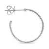 ESTATE .15CT DIAMOND 14KT WHITE GOLD 3D CLASSIC INSIDE OUT HOOP HANGING EARRINGS