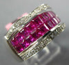 WIDE 4.51CT DIAMOND & AAA RUBY 18KT WHITE GOLD PRINCESS & ROUND PYRAMID FUN RING