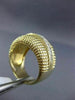 ESTATE WIDE .25CT ROUND DIAMOND 14KT WHITE & YELLOW GOLD 3D MULTI ROW BEAD RING