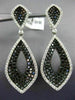 LARGE 6.70CT WHITE & BLACK DIAMOND 14KT WHITE GOLD 3D DROP LEAF HANGING EARRINGS