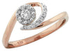 ESTATE .22CT DIAMOND 14KT ROSE GOLD 3D CLASSIC FLOWER LOVE KNOT FUN RING