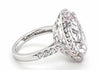 LARGE 11.47CT DIAMOND & AAA KUNZITE 18KT WHITE GOLD OVAL & ROUND ENGAGEMENT RING