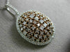 ESTATE LARGE 2.01CT WHITE & PINK DIAMOND 18K 2 TONE GOLD 3D CLUSTER OVAL PENDANT
