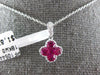 SMALL .78CT DIAMOND & AAA RUBY 18KT WHITE GOLD INVISIBLE 4 LEAF CLOVER PENDANT