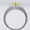 1.19CT WHITE & FANCY YELLOW DIAMOND 18KT 2 TONE GOLD 3D TRILLION ENGAGEMENT RING