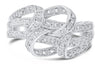 ESTATE .22CT DIAMOND 14KT WHITE GOLD 3D MULTI ROW LOVE KNOT FUN RING